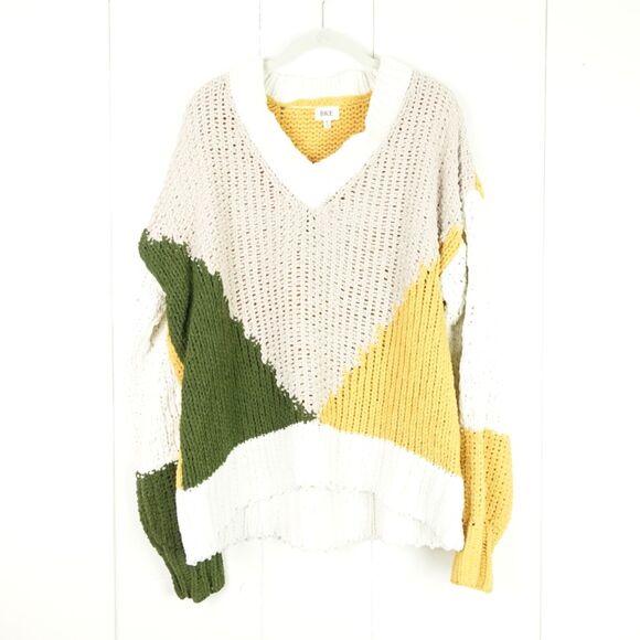 Buckle BKE Chunky Loose Knit Sweater Womens Size M Chenille Color Block Relaxed - Picture 1 of 12